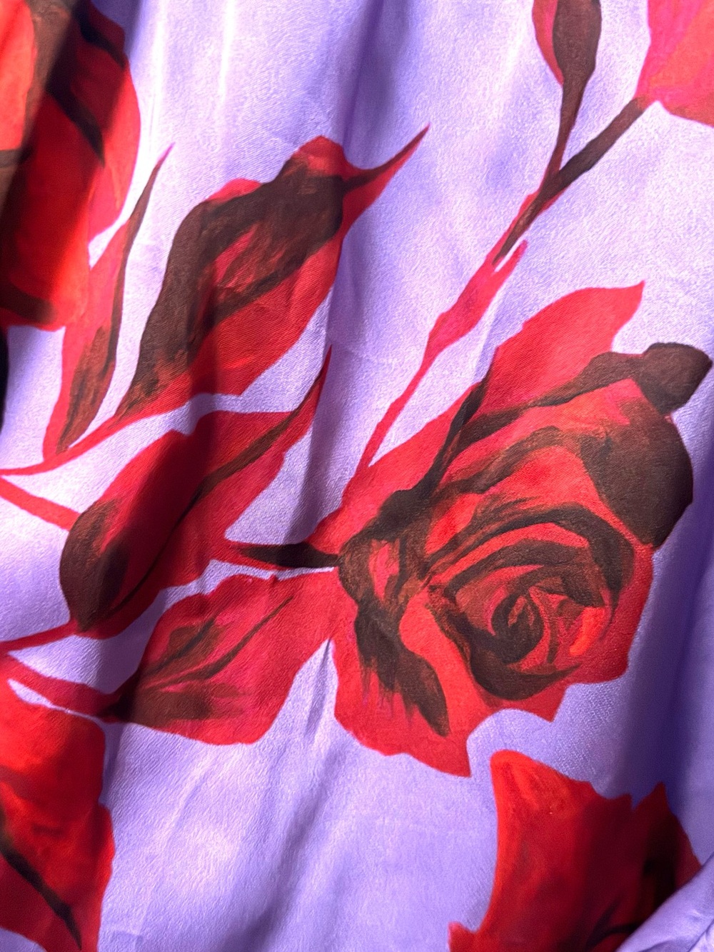 AZ x Net A Porter Factory Floral Print Satin Wide-Leg Pants Purple Red Rose NWOT - Picture 7 of 11